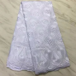 2022 New White Cotton Swiss Voile Lace In Switzerland With Stones African Lace Fabric 2.5 Yards For Nigerian Wedding KPL20113-1