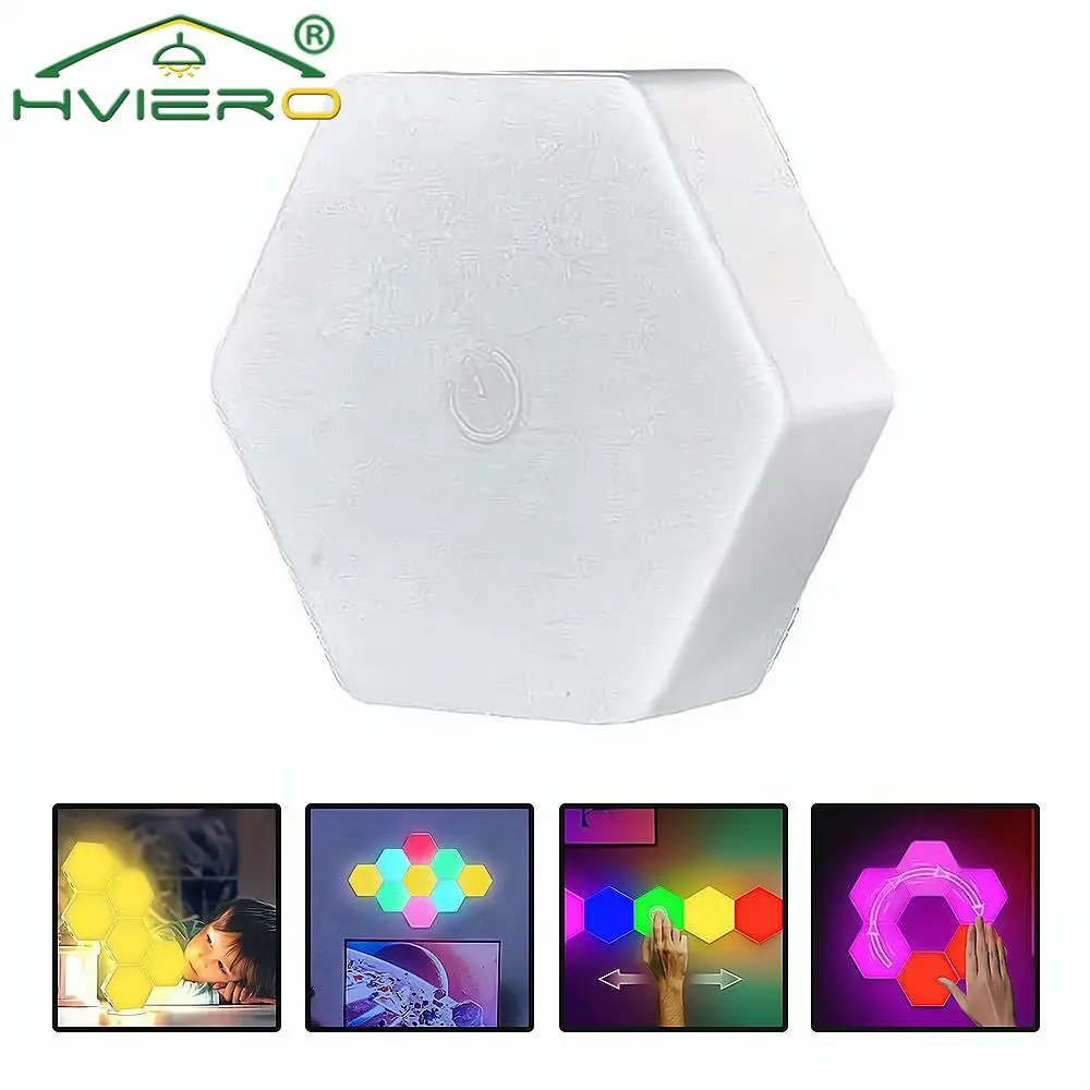 HomeLamp RGB LED Quantum Wireless Hexagon Lamp Touch Sensor Night Light Bedroom Honeycomb Wall Lamp Control Colorful Led Cabinet