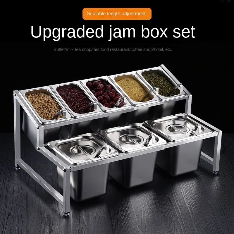 Stainless steel portions pot rack, milk tea shop special milk tea fractional box,commercial small ingredient seasoning box