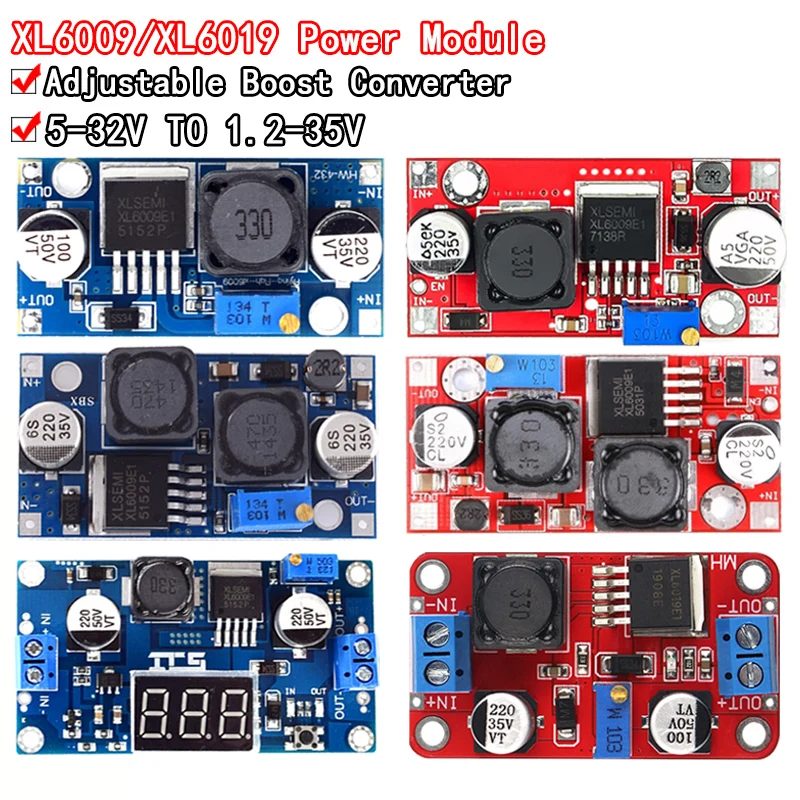 XL6009/XL6019 4A Boost Converter Step Up Adjustable 15W 5-32V to 5-50V DC-DC Power Supply Module High Performance Low Ripple