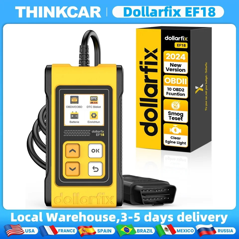 

Dollarfix EF18 2024 OBD2 Scanner Full System Diagnostic Tools Check Engine Light Automotive Code Reader EVAP Test Car Scan Tools