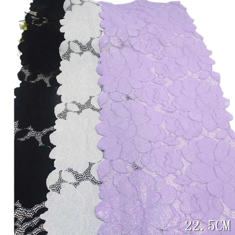 1meter Black White Purple Elastic Lace Trim Skirt Hem Clothes Sewing Material DIY Apparel Fabric Wedding