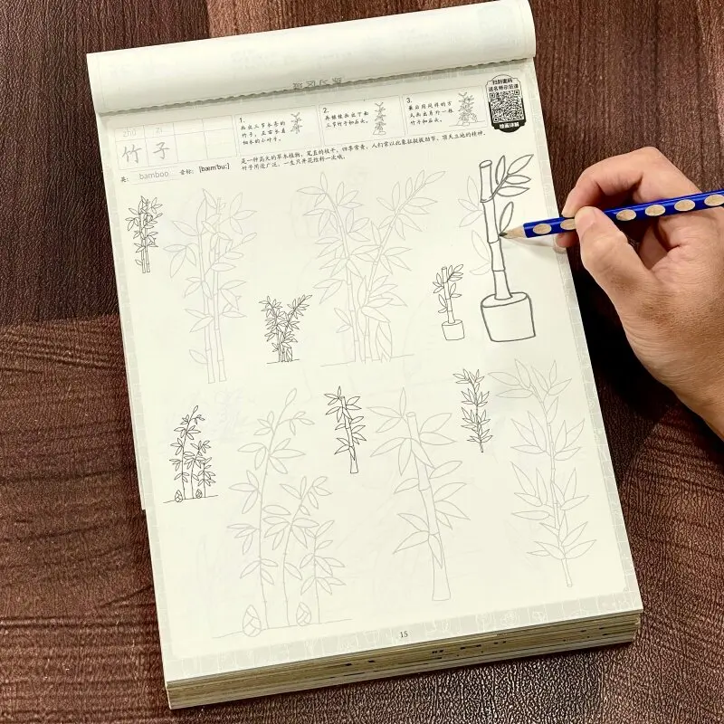 Introductory Tracing Book for Chinese Line Drawing Comic Characters Flowers and Plants Line Art Painting Sketchbook for Students