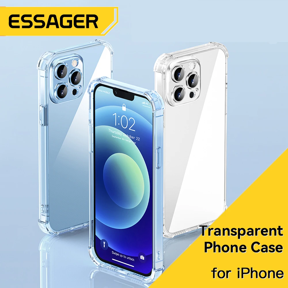 Essager Clear Phone Case For iPhone 14 13 12 11 Pro Max Silicone Soft Cover For iPhone 14 Pro XS Max XR X 8 7 6s Plus Back Cover