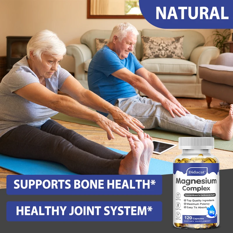 

Magnesium Glycinate Capsules, Higher Absorption Magnesium Supplement - Bones, Muscles, Heart Support, 30/60/120 Vegan Softgels