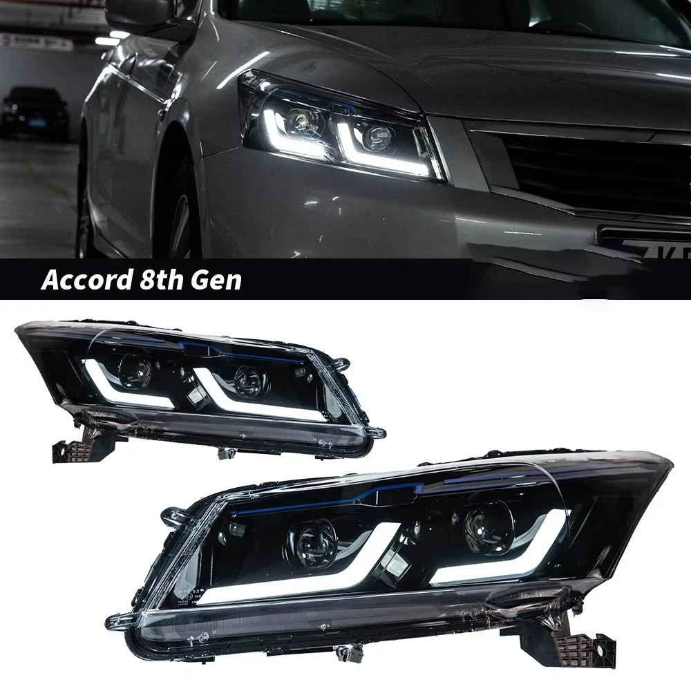 For Accord Eighth Generation Headlight Assembly Upgrade Daytime Running Light LED Lens 12V New Cross-Border