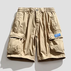 Men Summer New Casual Vintage Classic Cotton Cargo Shorts Men Multi Pocket Bermuda Beach Shorts Outwear Solid Jogger Shorts Male