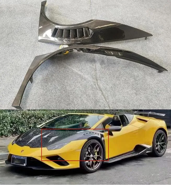 

For Lamborghini Huracan LP580 LP610 2014-2020 Real Carbon Fiber Front Fender Vent Side Air Outlet Intake Duct Trim Bodykit