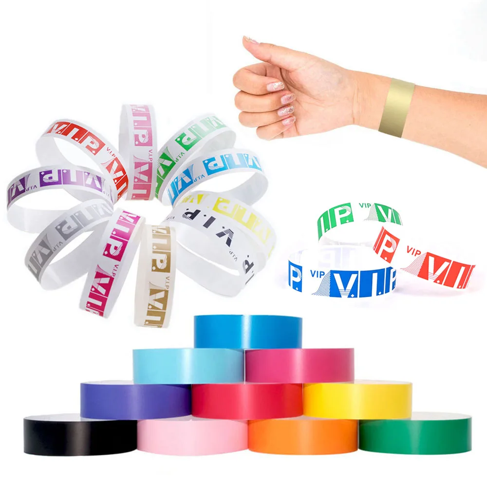 300-1000pcs Party Paper Bracelet Synthetic Paper Plastic for Dupont Wristbands Sticky Wristband Print Pattern Party Wristbands