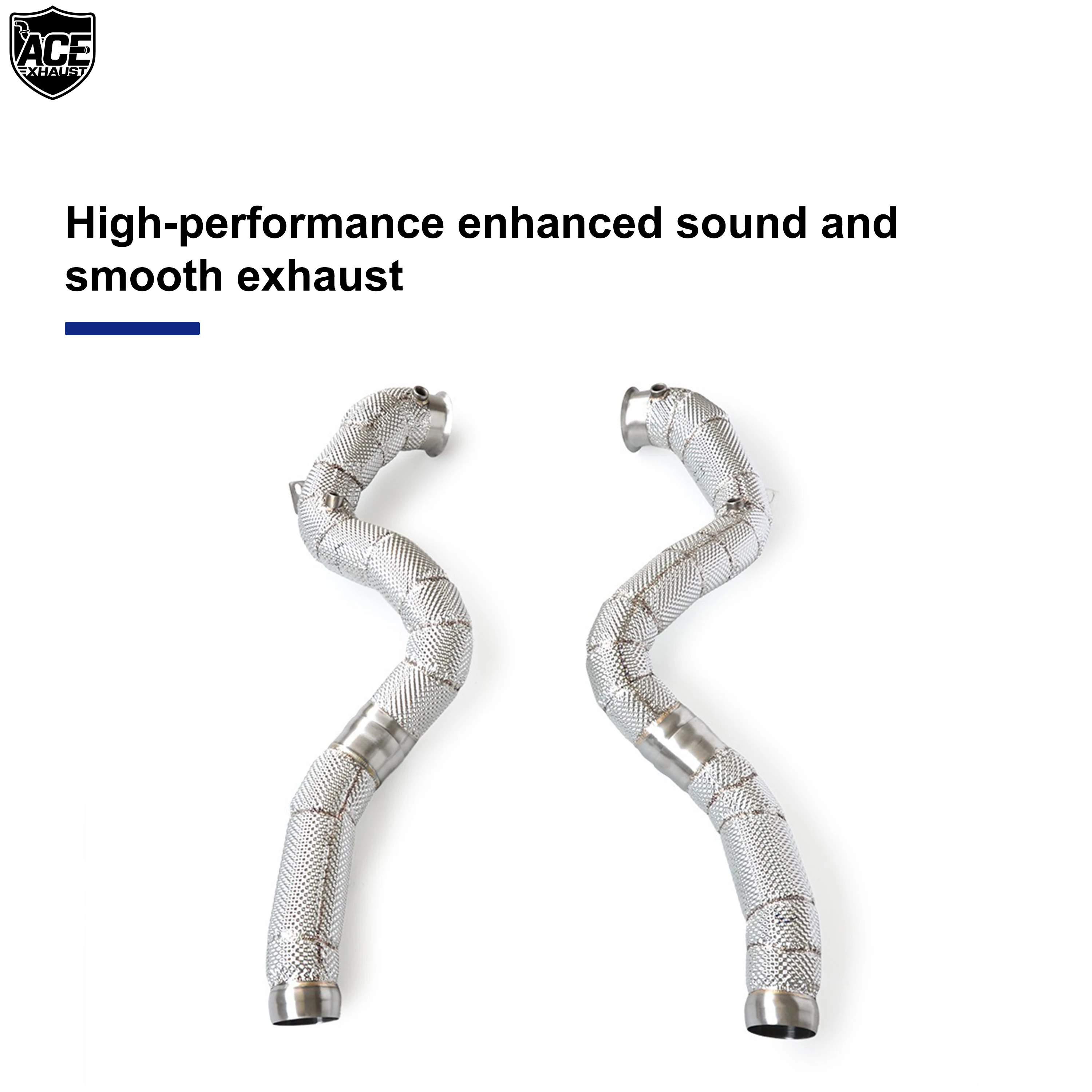 ACE Car Accessories for Mercedes Benz C63 W205 GLC63 Straight Downpipe with Heat Shield High Performance SUS304 Exhaust Pipe