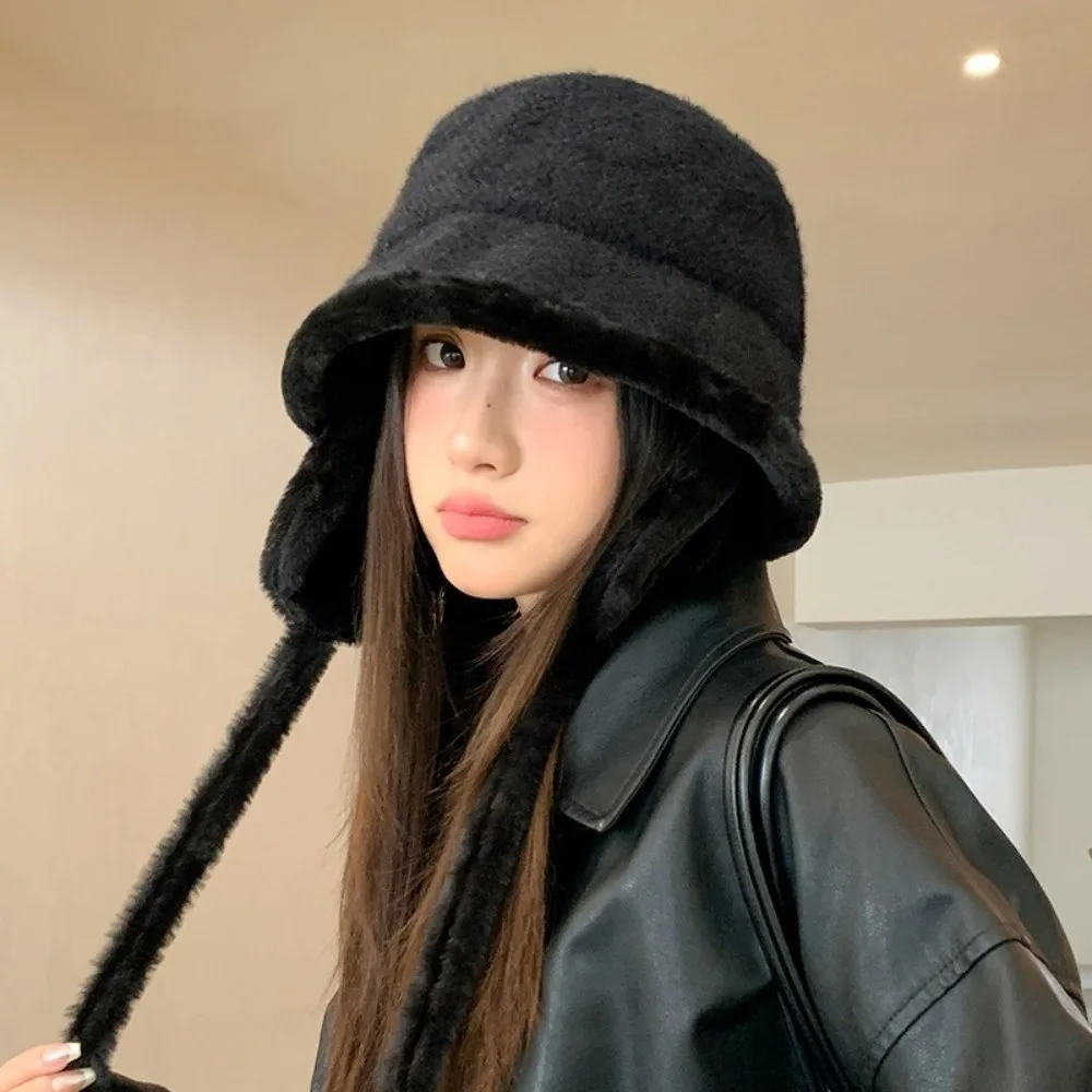

Fashion Solid Color Winter Warm Hat Ear Protection Fleece Lined Women Golf Cap Cotton Fabric Fur Hat Winter Accessories