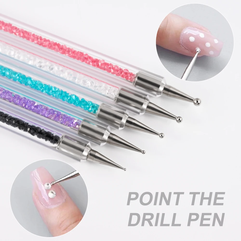 5PCS Double-End Nail Design Brushes Dotting Pen,Multifunctional Liner Brush for Nails Gel Polish Painting Brush for Ombre Nails