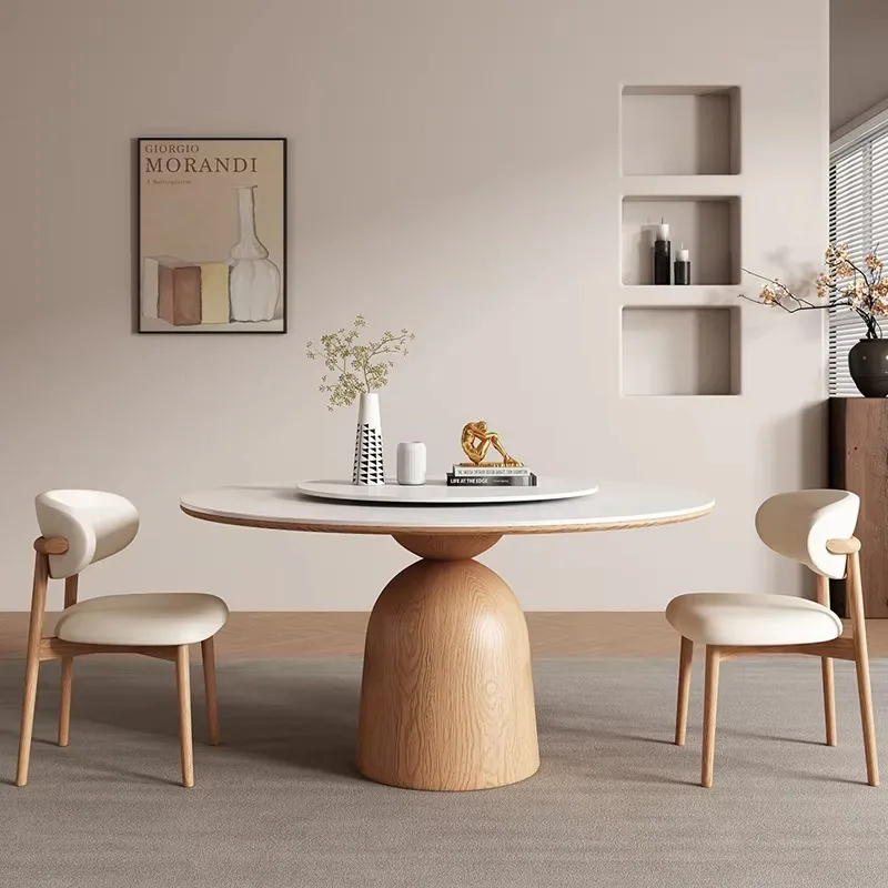 Modern minimalist marble  set chair round home decoration  function family dining table