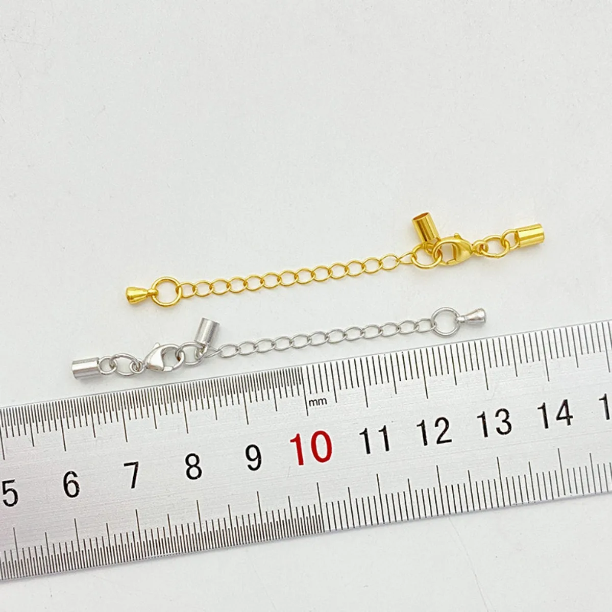 S925 Sterling Silver Vintage Teardrop Tail Extension Chain With Lobster Clasp Double Charms DIY Braided Cord Jewelry Making
