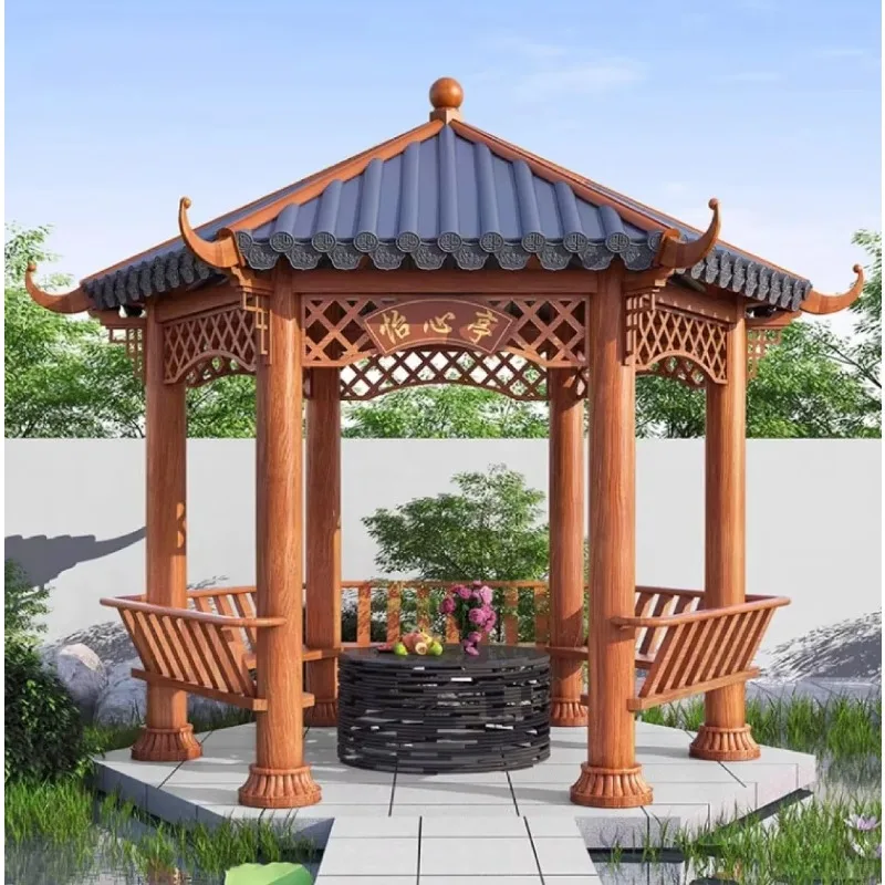 Factory Price Wholesale Lattice Panels Modern Chinese-style Manual Pavilion For Minimalist Garden Focal