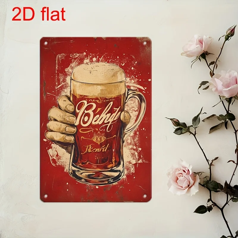 - Vintage Beer Mug Metal Sign -  Durable Wall Decor with Pre-Drilled Holes for Easy Hanging, Perfect for Home, Bar, Office, or