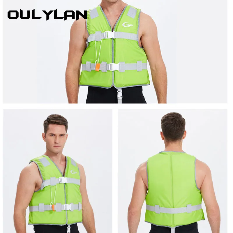 Oulylan gilet di sicurezza alla deriva giubbotto di salvataggio leggero per sport acquatici cinghie regolabili sicure con striscia riflettente per il nuoto