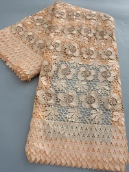 2026 High Quality African Guipure Cord Lace Fabric New Nigerian Bicolour Guipure Cord Lace Fabric For Women Party Dresses TY4808