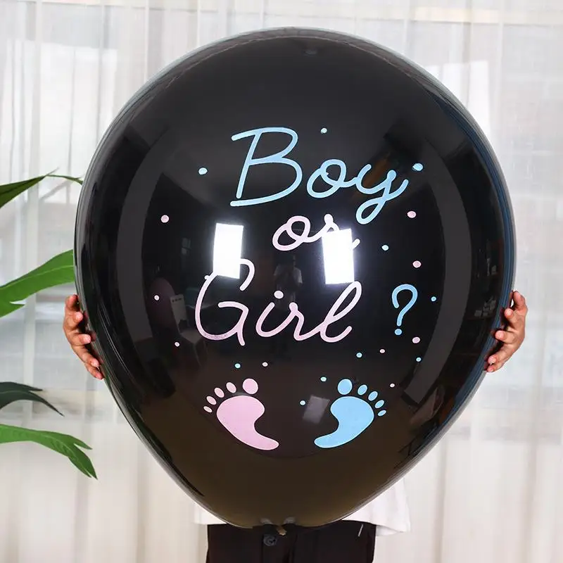 36-in Huge Black Gender Reveals Balloons Boy or Girl Large Latex Balloon Gender Show Party Decoration Gender Disclosure Ceremony