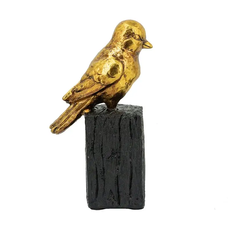 

Gold Resin Songbird Sculpture on Black Faux Branch, 4.5x2.5x7.5 Inches, Decorative Home Accents