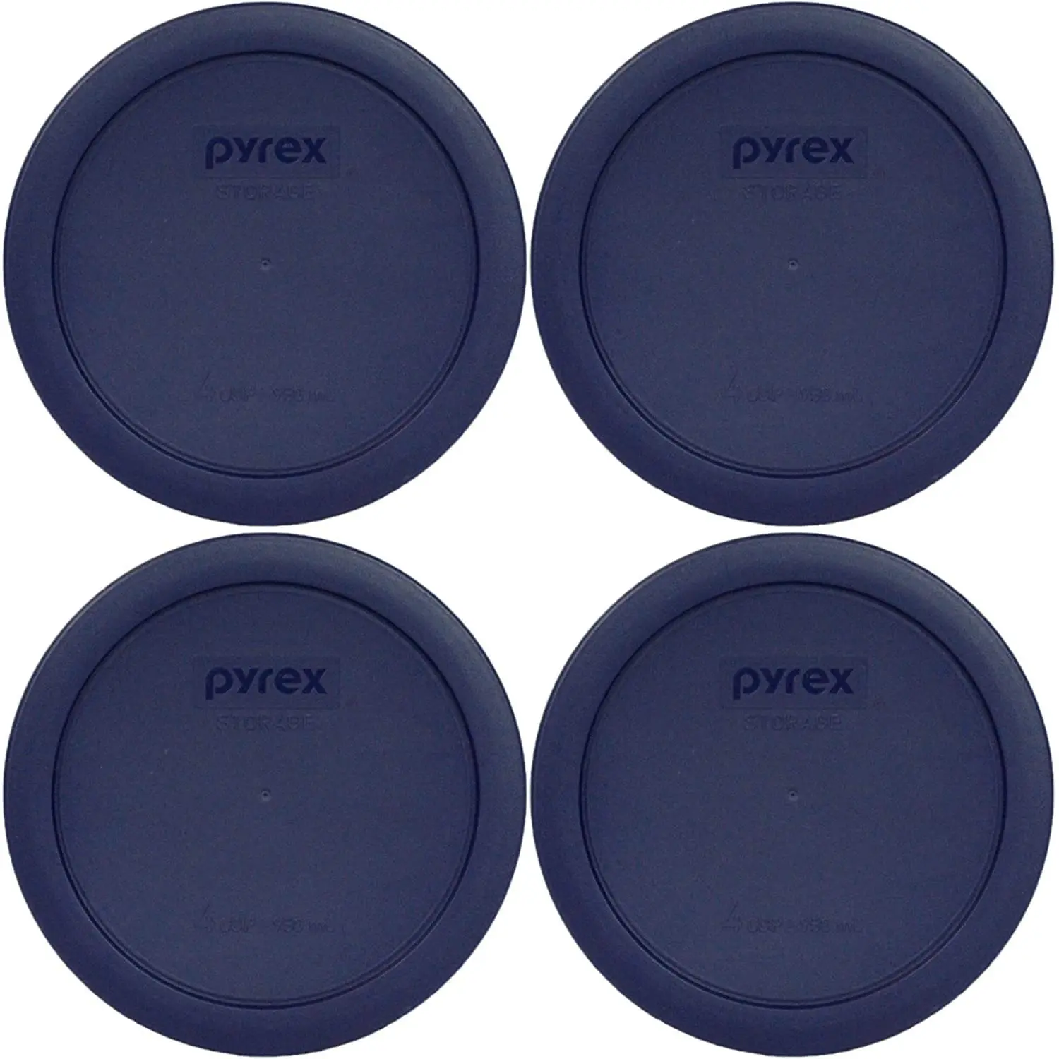 Tapas de repuesto para recipientes de almacenamiento de alimentos Pyrex 7201-PC, 4 tazas, color azul, paquete de 4