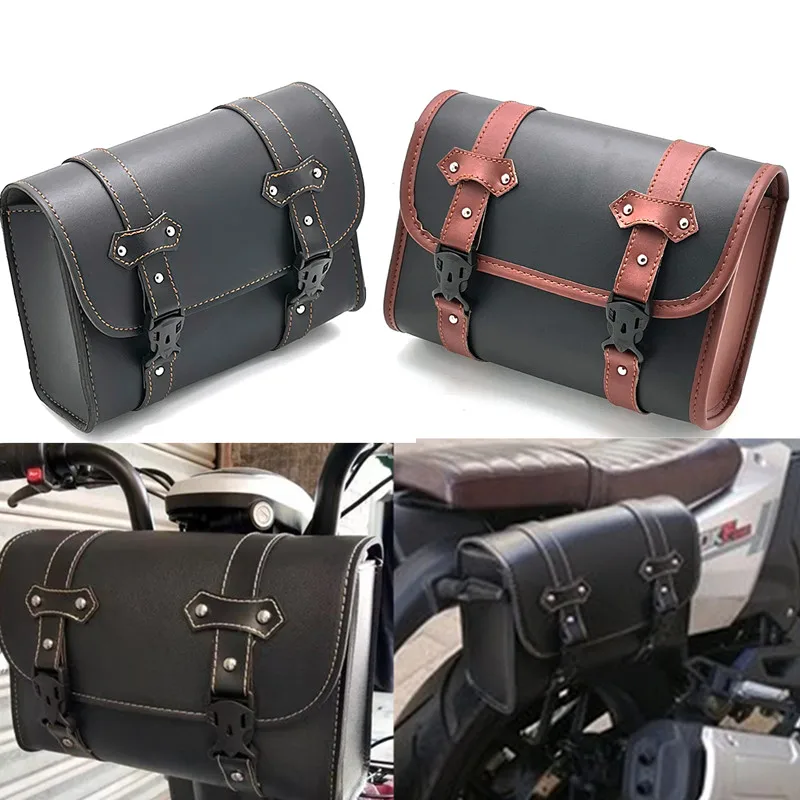Universal Retro Motorcycle Saddlebags, Side Bags, Panniers, and Tool Bags (Rainproof) – Front & Rear