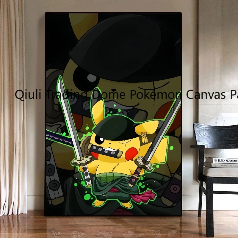 Japanische klassische Anime Peripherie Pokemon Poster Dekor Pikachu Wand kunst Aquarell Leinwand Malerei moderne Raum dekor Bild