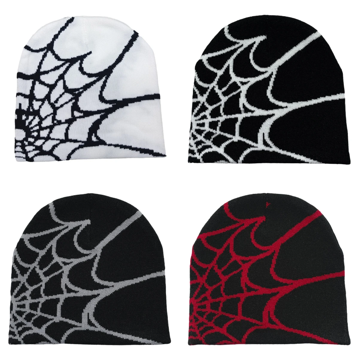 

Outdoor Warmth Street Trend Hip-hop Hat for Autumn and Winter Gothic Spider Web Pattern Brimless Hat Unisex Elastic Knitted Hat