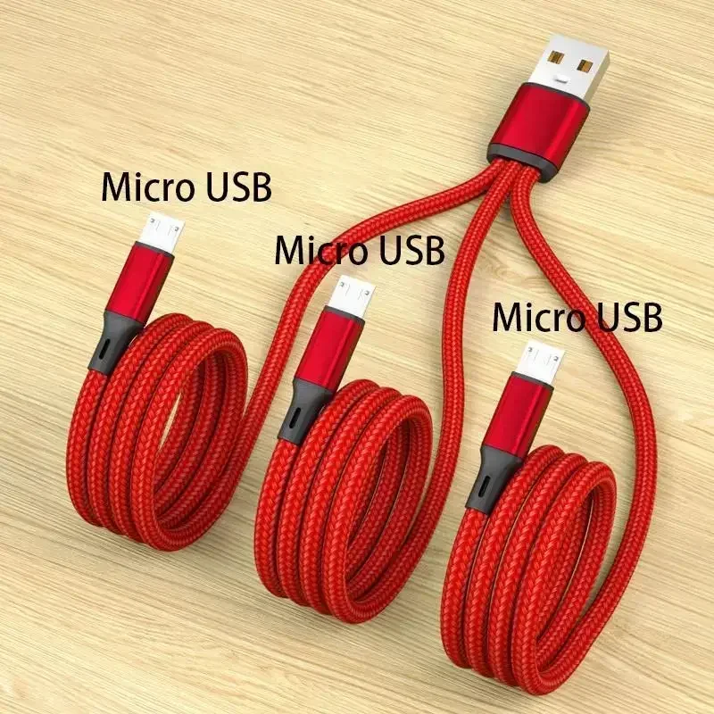 3 in 1 USB Charge Cable 3 Type-C 3 Micro USB Spliter Cord Fast Charging 6A For Mobile Phone Power Bank Shaver Charging Together