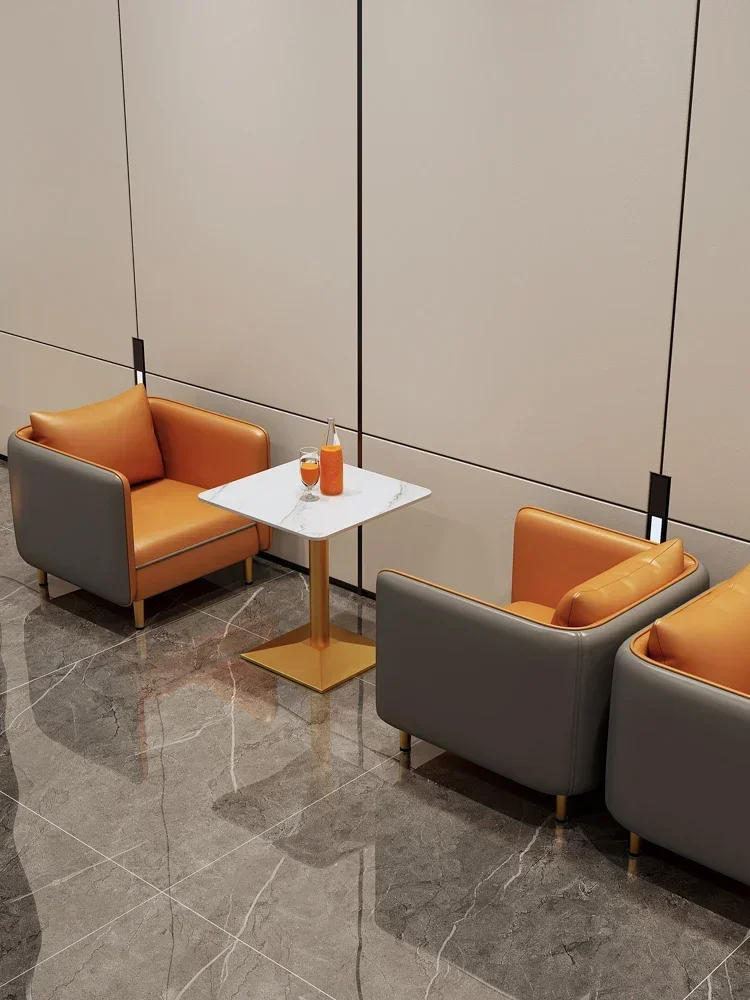 Light luxury cafe milk tea 4S shop leisure rest area negotiation reception commercial restaurant booth sofa table and chair