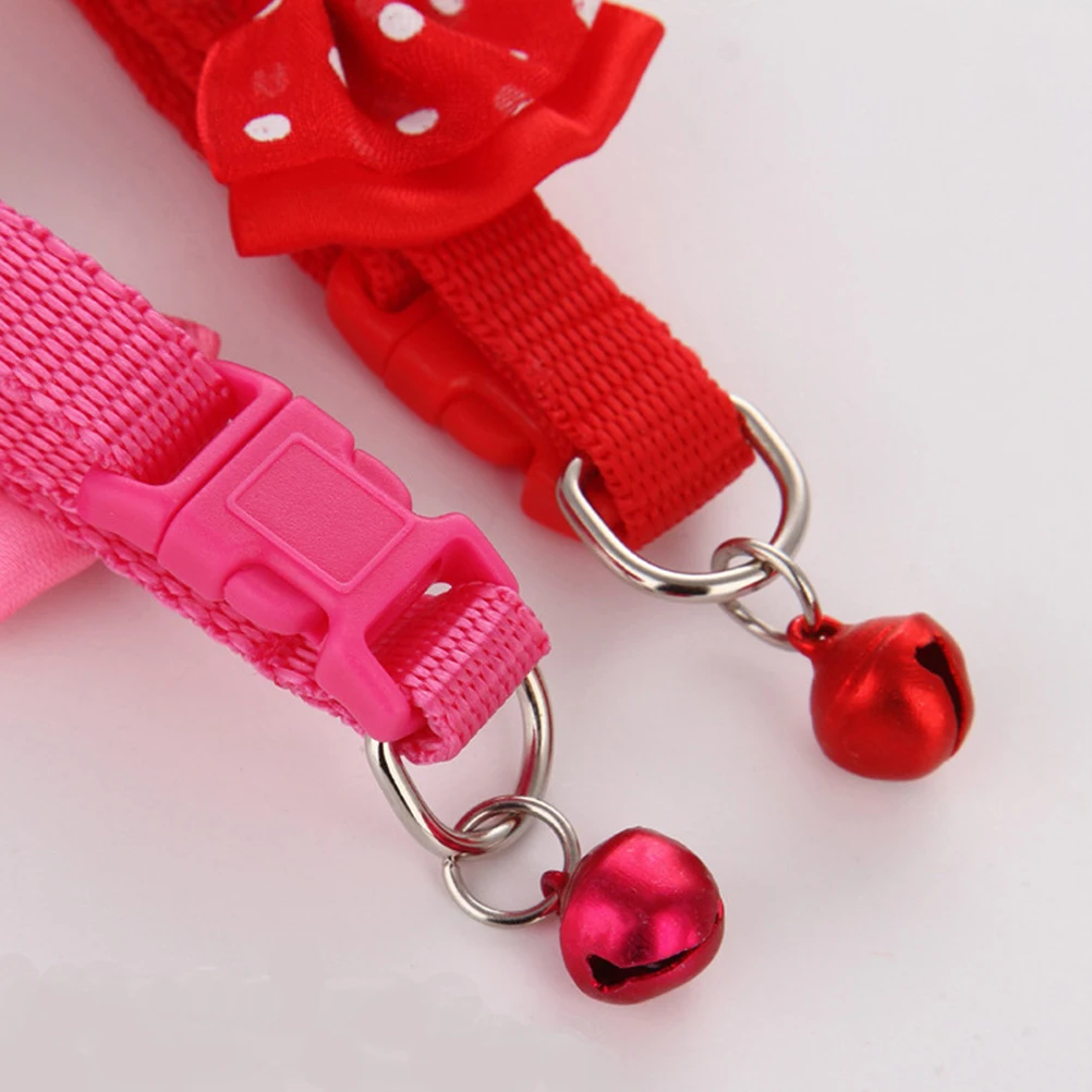 

8PCS Adjustable Bowknot Cat Tie Collar Creative Bell Pet Neck Ring Lovely Kitten Collar (Mixed Color)