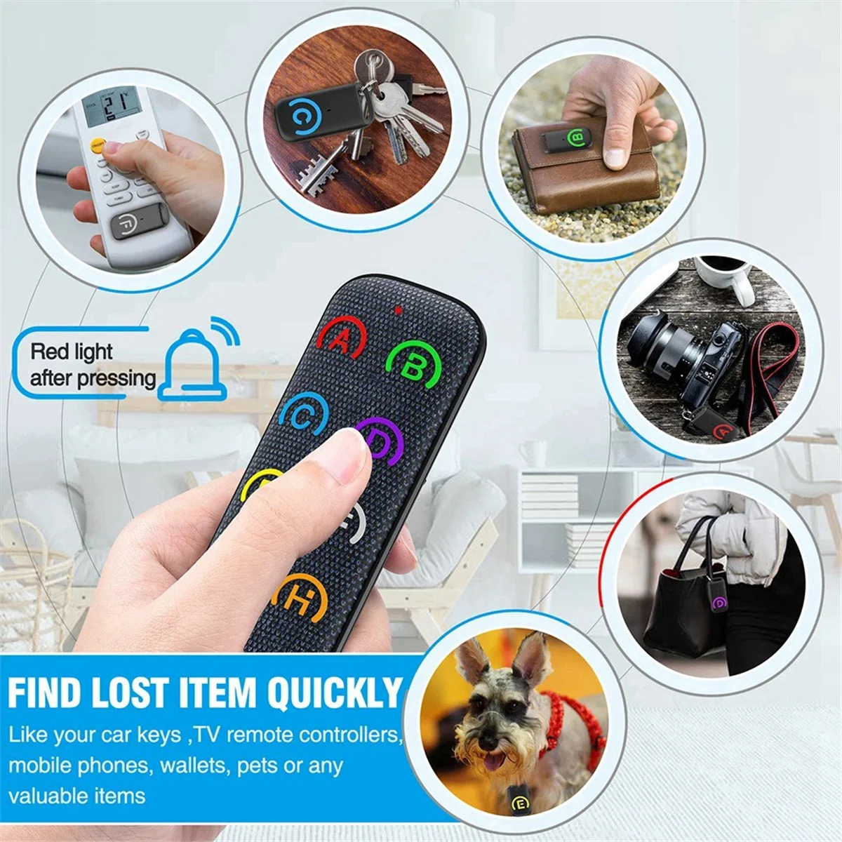 Dispositivo intelligente Tracker anti-smarrimento Smart Tracker wireless con 8 ricevitori per animali domestici/bambini/anziani Trova chiavi per auto