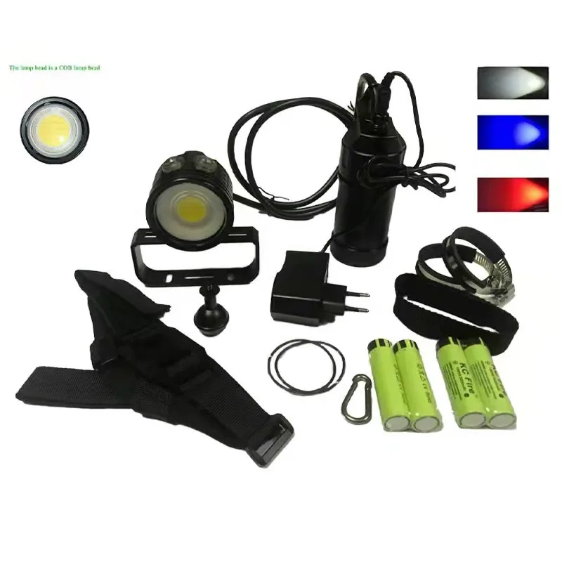 cob led scuba diving video light lanterna impermeavel tocha de mergulho subaquatico split lanterna 18650 100m 01