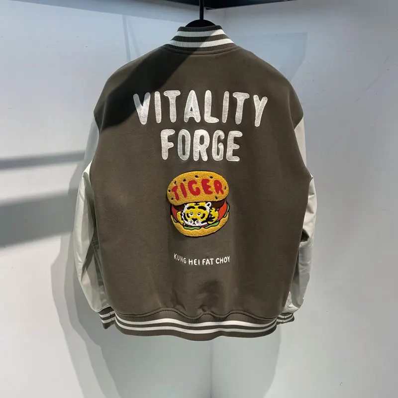 

Faionable Autumn Men's Baseball Collar Embroidered Casual Workwear Jaet Couple's B2BCC04 Loose Fit Spring Youth Outerwear