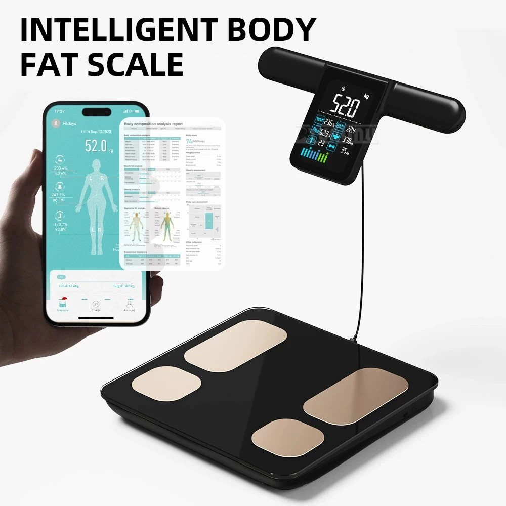 

Smart Electronic Body Fat Scale 8 Electrodes Bluetooth 180KG Color Screen