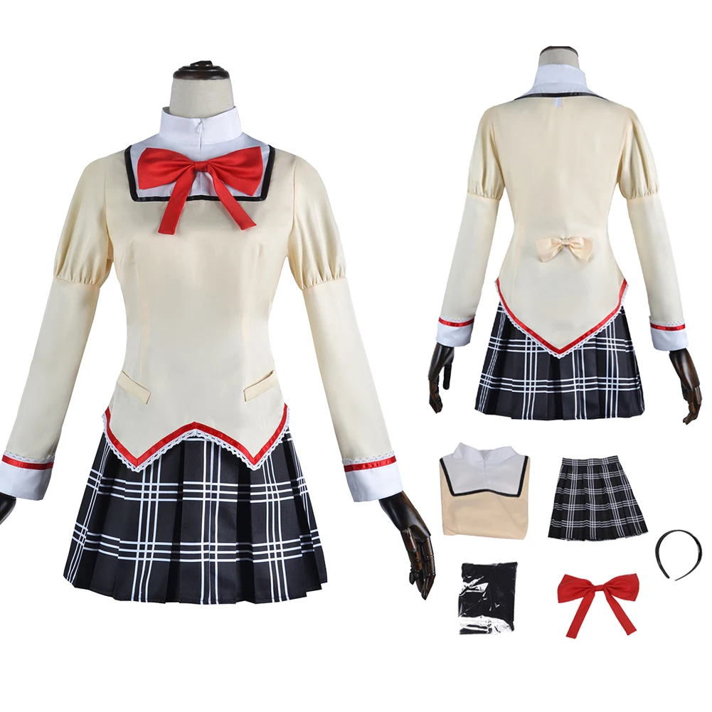

Anime Cos Homura Akemi Cosplay Costume Outfit Fantasy School Uniform Sets Halloween Carnival Suit Accessories For Girls Roleplay