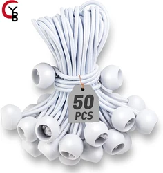 50-Pcs Bungee Balls,Black Cord for Canopy Tarp, UV Resistant,with Elastic String for Canopy, Tarp, Straps, Tent, Poles & Wires