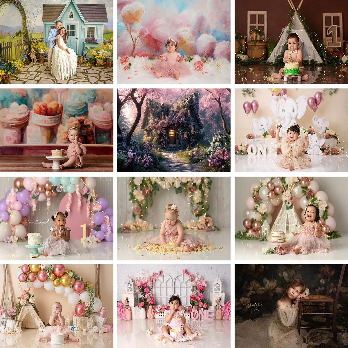 

Spring Floral Garland Photography Backdrop Kids Baby Cake Smash Photocall Decors Balloons Child Adult Portrait Studio Background