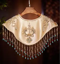 Women's Spring Autumn Vintage Beaded Embrodiery Champagne Tassel Pashmina Female Winter Shawl Cloak Collar R2189