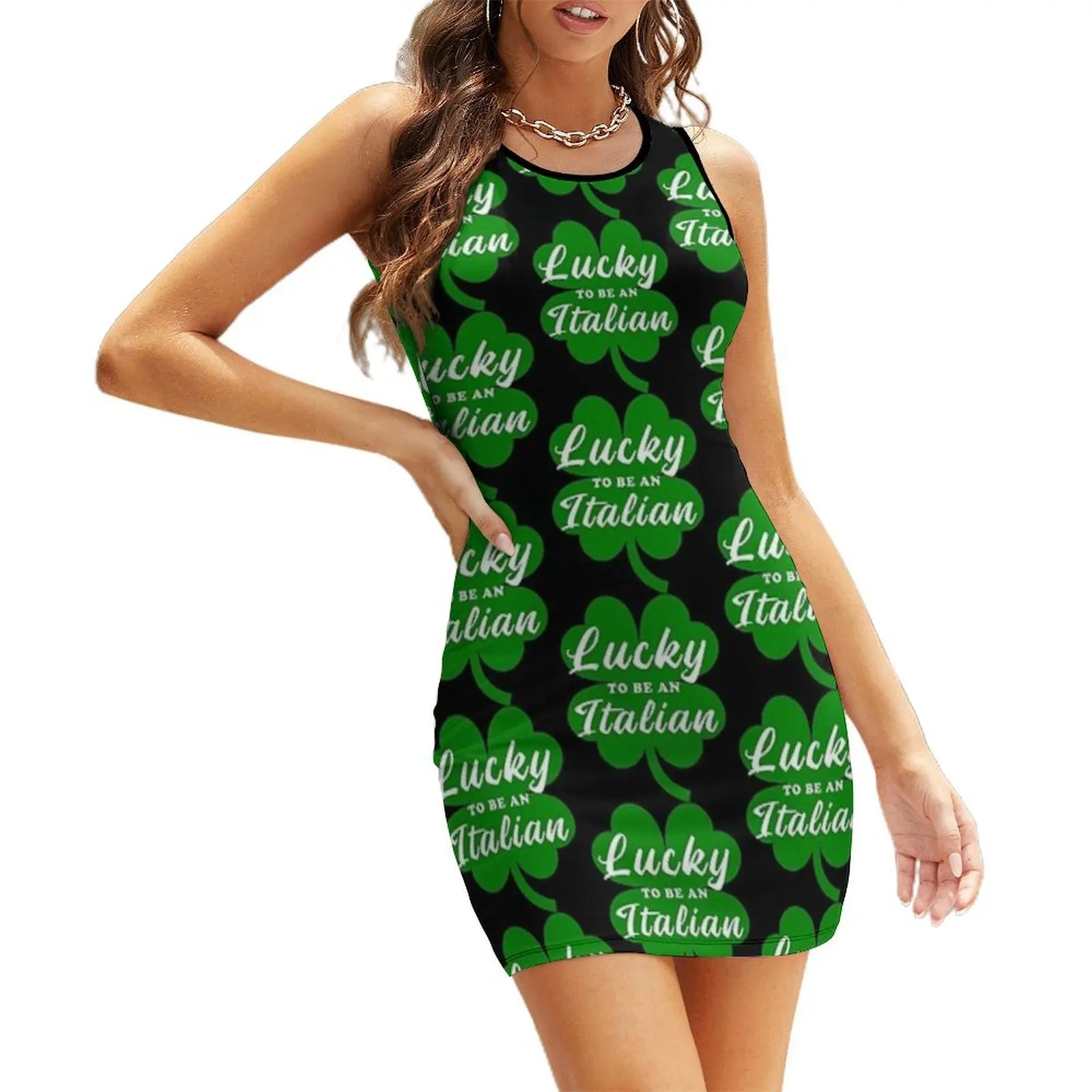 فساتين صيفية بدون أكمام من St patricks يوم الحظ الإيطالي للنساء 2025 فستان ضيوف الزفاف 2025 فستان نسائي صيفي #1