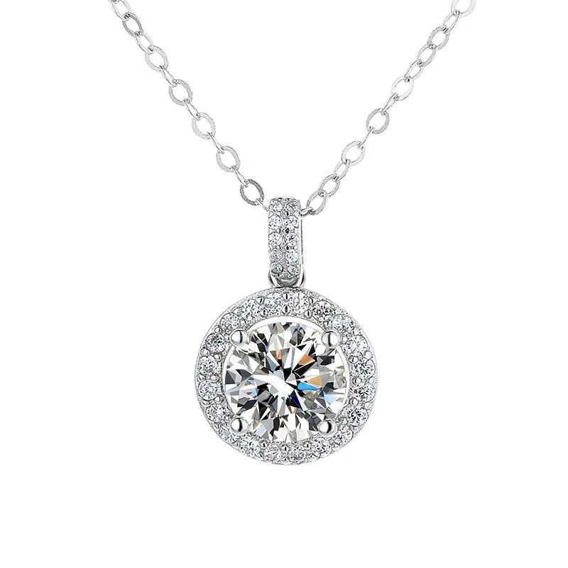 

S925 Серебряное, сине-белое муассанитовое ожерелье для женщин, пройденный тест на бриллиант, супер блестящий кулон 1, 2, 3 карата, ювелирные изделия, подарок на день рождения