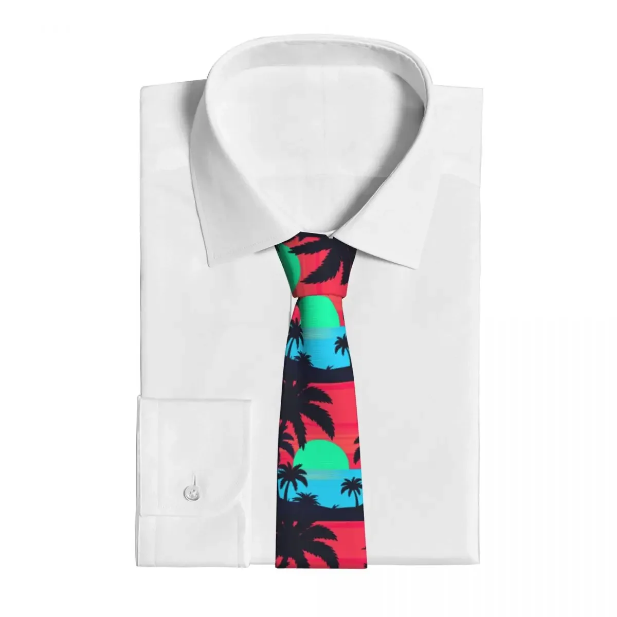 Tropical Palm Tree Necktie Men Slim Polyester 8 cm Narrow Neck Tie for Men Accessories Cravat Wedding Office