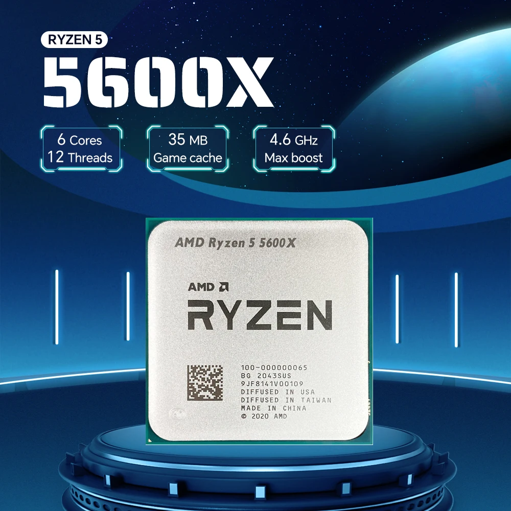 AMD Ryzen 5 5600X NEW 65W 7NM L3=32M 3.7GHz 6-Core 12-Thread Gaming Processor DDR4 Socket AM4 R5 5600X but without fan