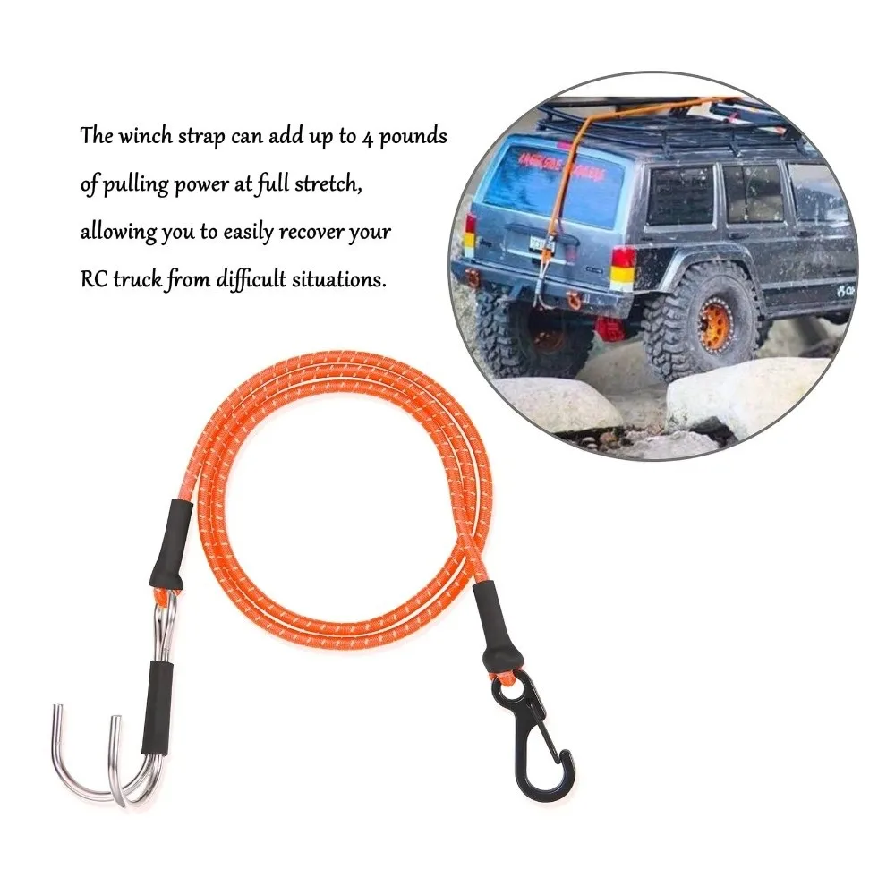 1/10 Kinetic Winch Strap Elastic Rope Rescue Trailer Hook for Axial SCX10 I II III TRX4 D90 RC Crawler view 5