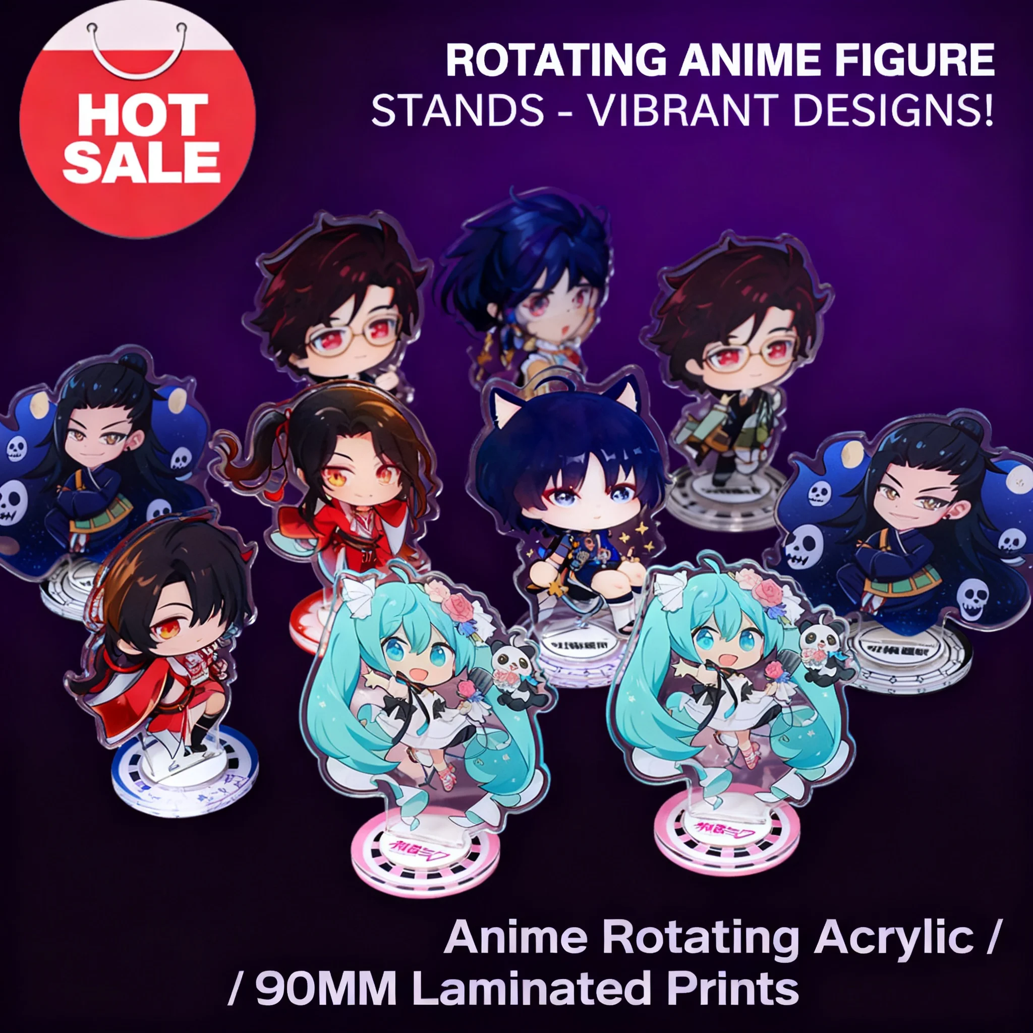 

Anime Hatsune Miku Jujutsu Kaisen Light and Night Love Rotating Stand Figure Exquisite Packaging Merchandise Collection Gift