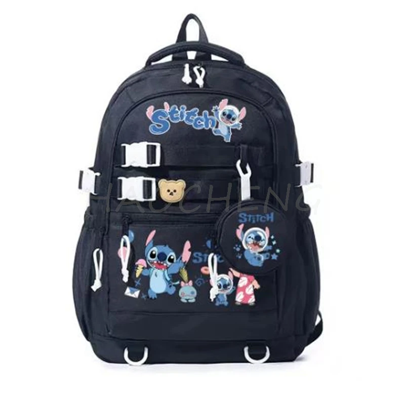 MINISO Disney Stitch Popular Backpack Sweet Soft Large Capacity Student Schoolbag College Students Fashion Laptop Simple Mochila