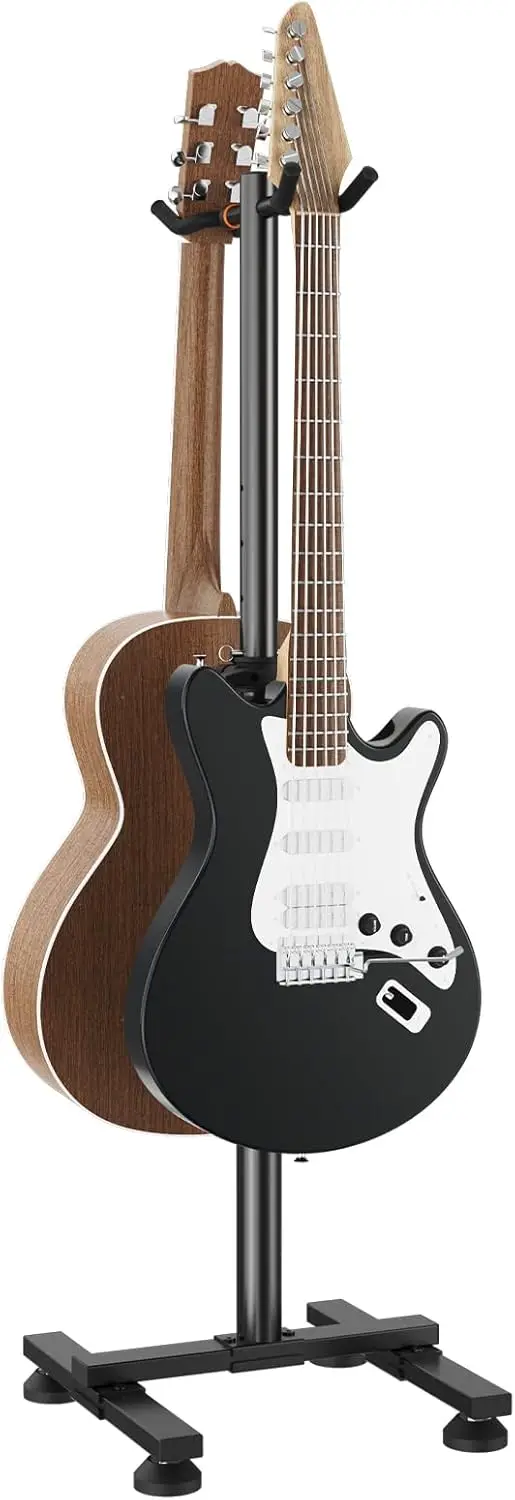 

2 Guitar Stand Floor, Heavy Duty Dual A-Frame Holder for Acoustic Electric Bass, Folding Multi Guitar Rack, Adjustable