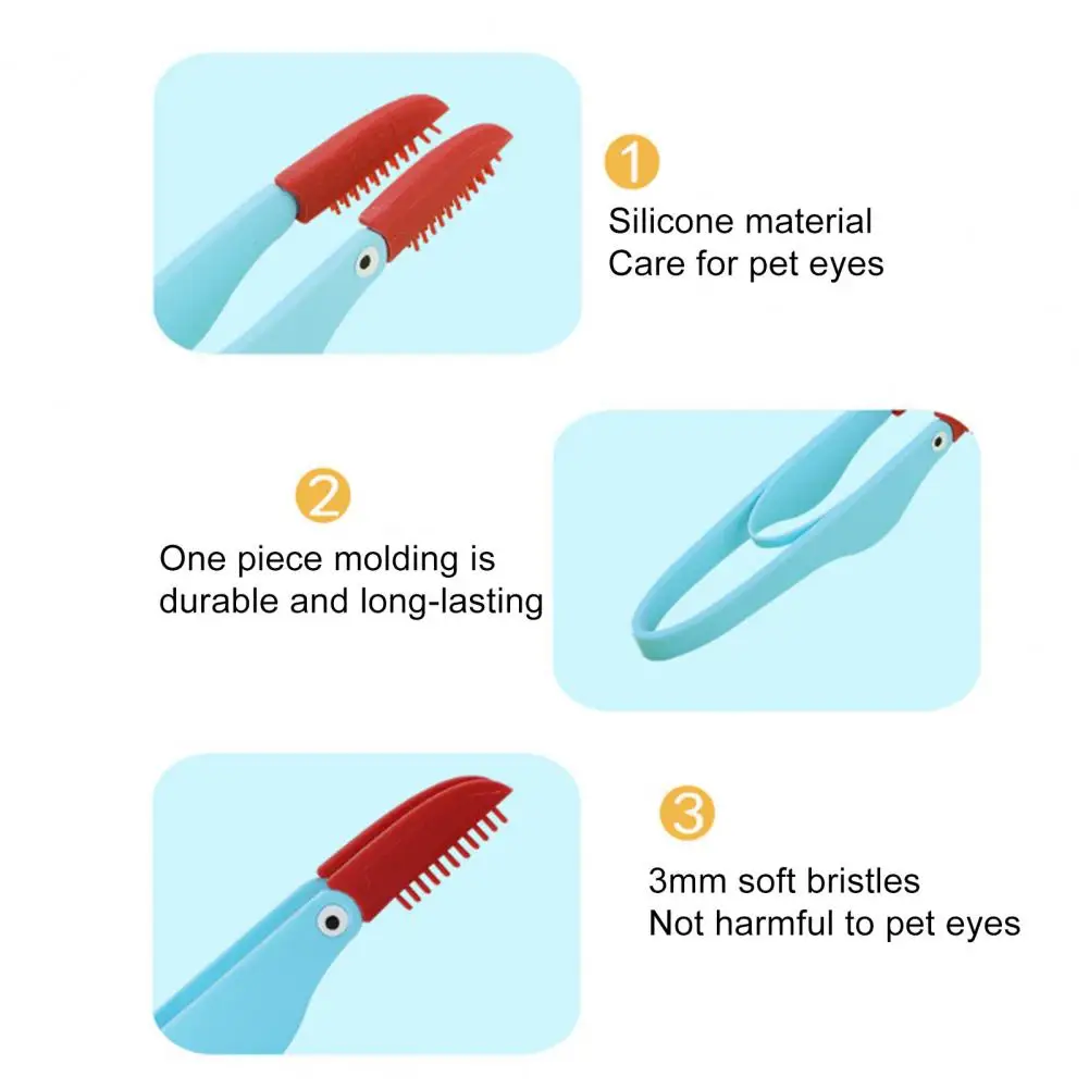 12cmペット用アイケアブラシ、ソフトシリコン製涙焼け除去コーム、犬用アイクリーナーブラシ、涙焼けや目の分泌物除去用グルーミングツール