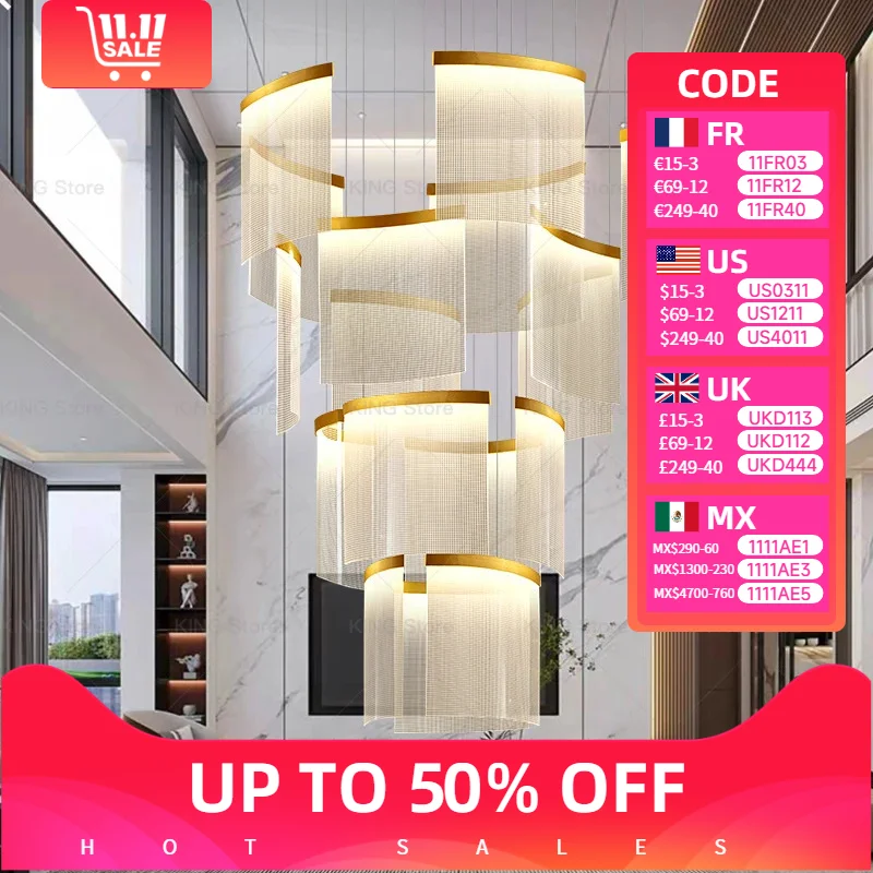 

Modern Lamps Luxury Simple Duplex Loft Living Room Dining Table Chandeliers Design Sense Restaurant Led Lights Creative Lighting