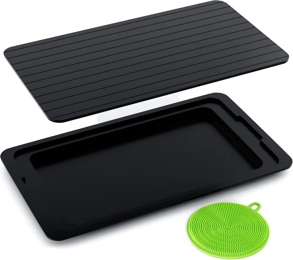 Rapid Meat Defrosting Tray – Fast Thaw Board, Non-Stick, Safe & Natural, with Drip Tray, Easy Clean